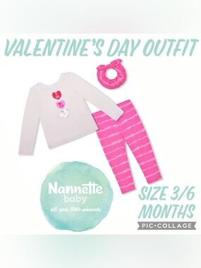 Nannette Baby Girls Valentines Day Long Sleeve Shirt Legging Set Size 3/6 Months